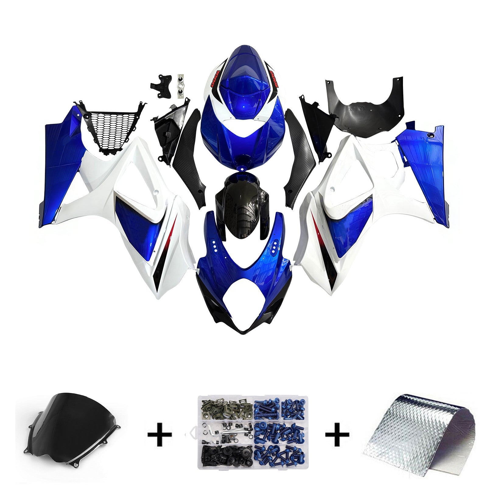 2007-2008 Suzuki GSXR 1000 Blue & White GSXR Racing Fairings Generic