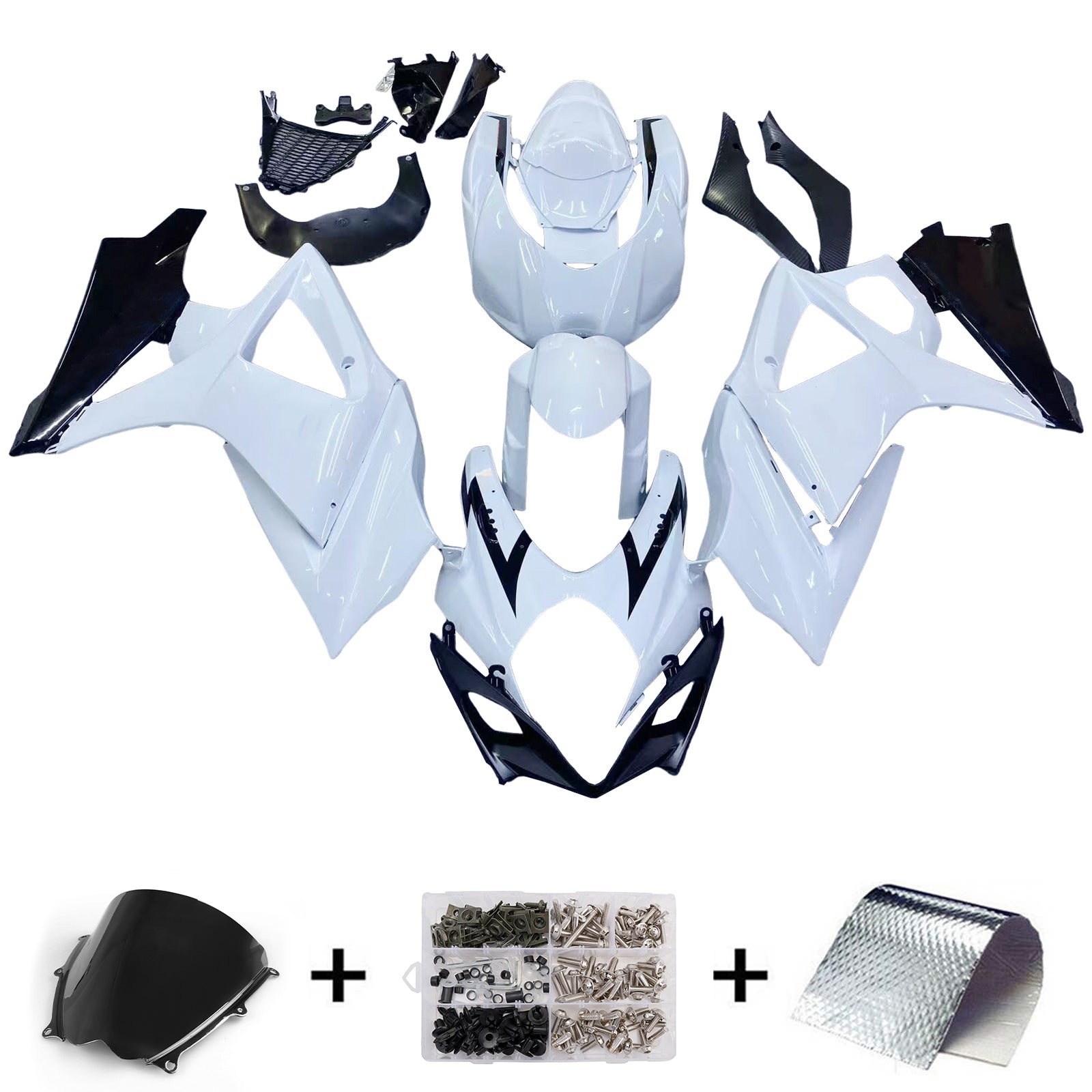 2007-2008 Suzuki GSXR 1000 White & Black GSXR Racing Fairings Generic