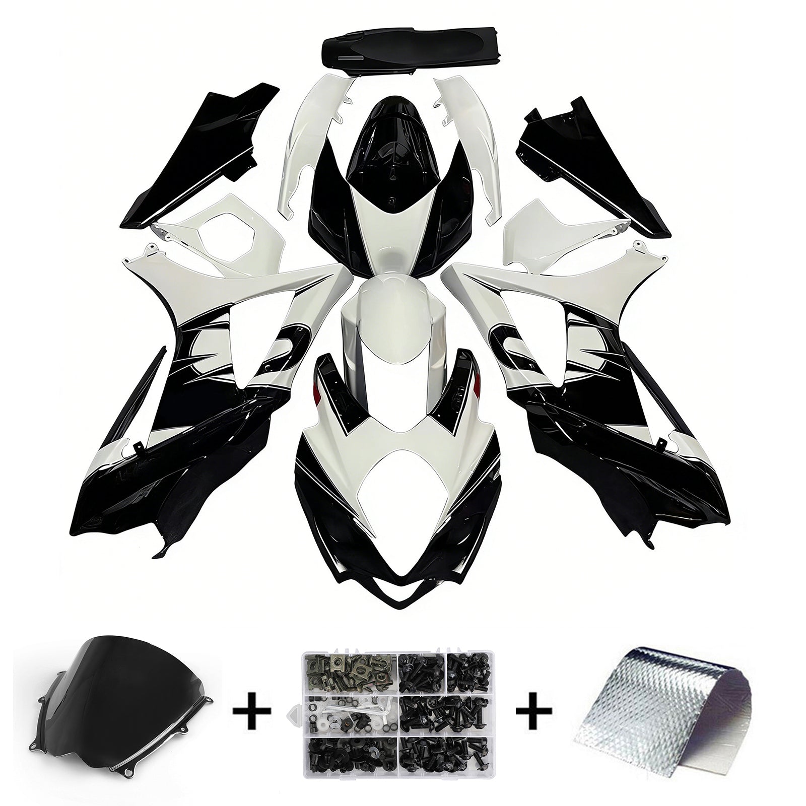 2007-2008 Suzuki GSXR 1000 Black & White GSXR Racing Fairings Generic
