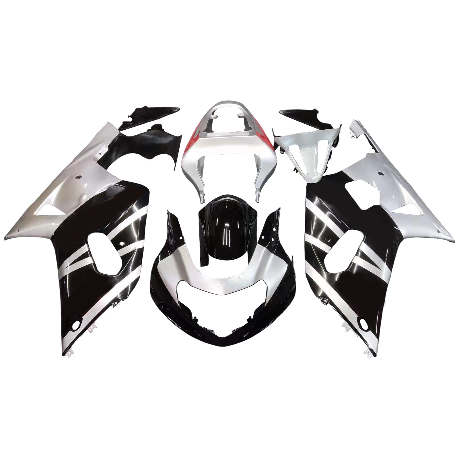 2001-2003 GSXR600 Bodywork Fairing Black ABS Injection Molded Plastics Set Generic