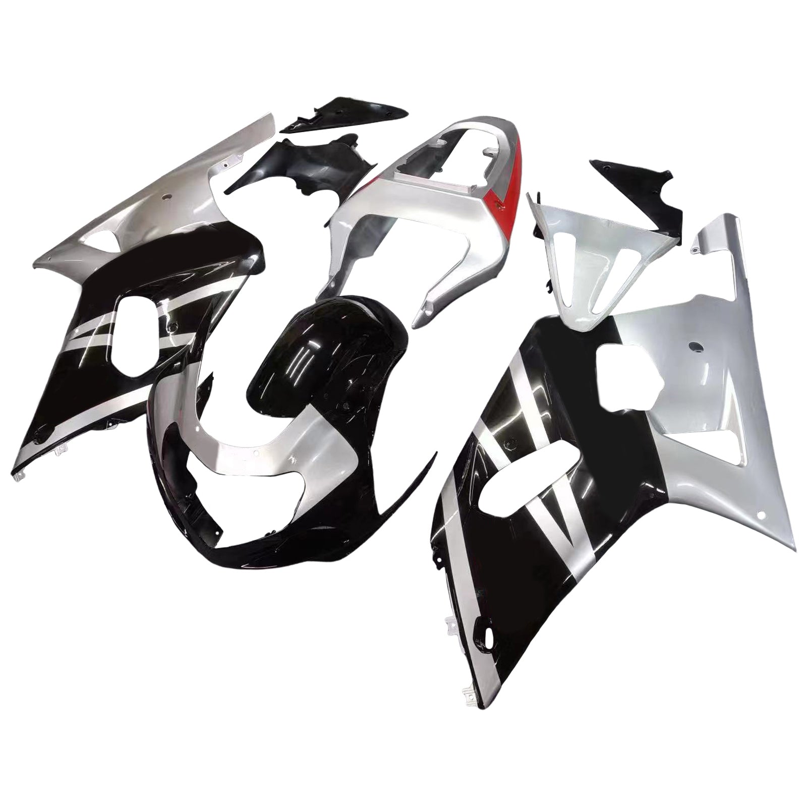 2001-2003 GSXR600 Bodywork Fairing Black ABS Injection Molded Plastics Set Generic