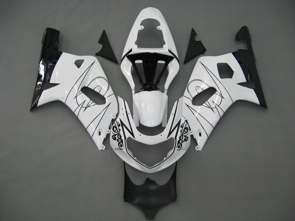2001-2003 GSXR600 Bodywork Fairing White ABS Injection Molded Plastics Set Generic
