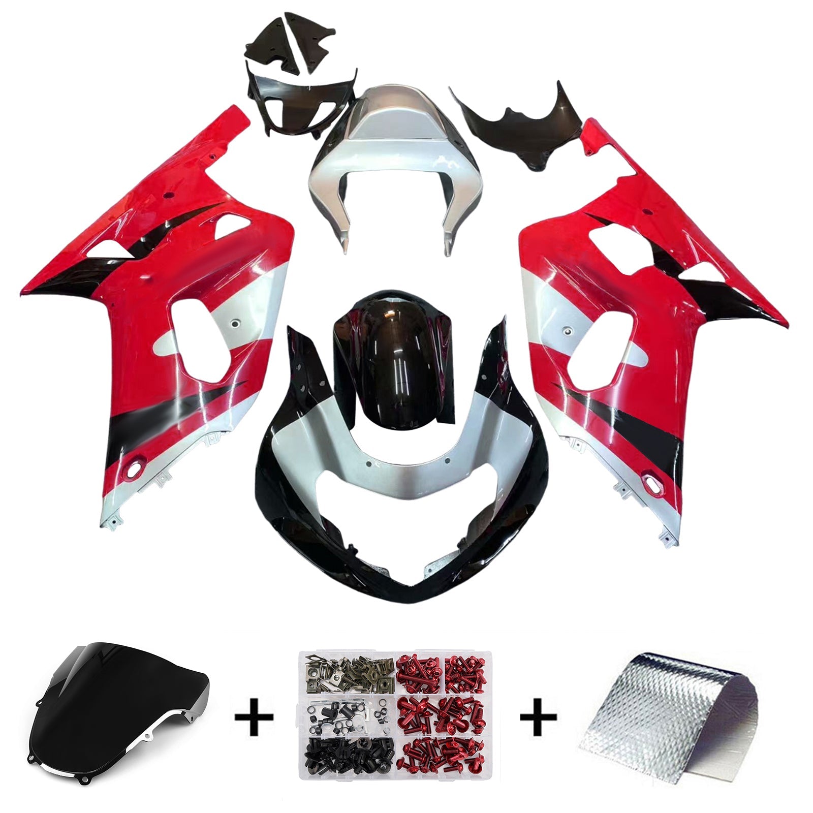 2001-2003 Suzuki GSXR 750 Amotopart Fairings Red Silver Black GSXR Racing