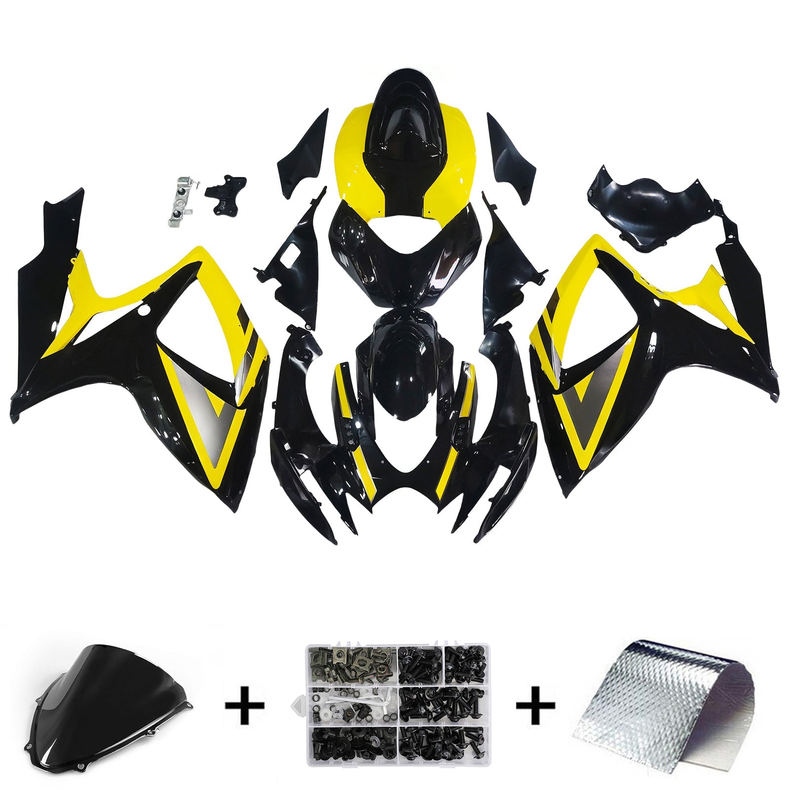 2006-2007 Suzuki GSXR 600 750 Black & Yellow GSXR Racing Fairings Generic