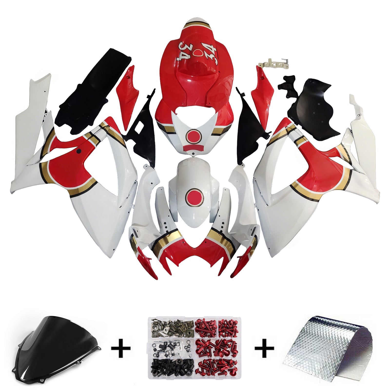 2006-2007 GSXR 600/750 Red Bodywork Fairing ABS Injection Molded Plastics Set Generic