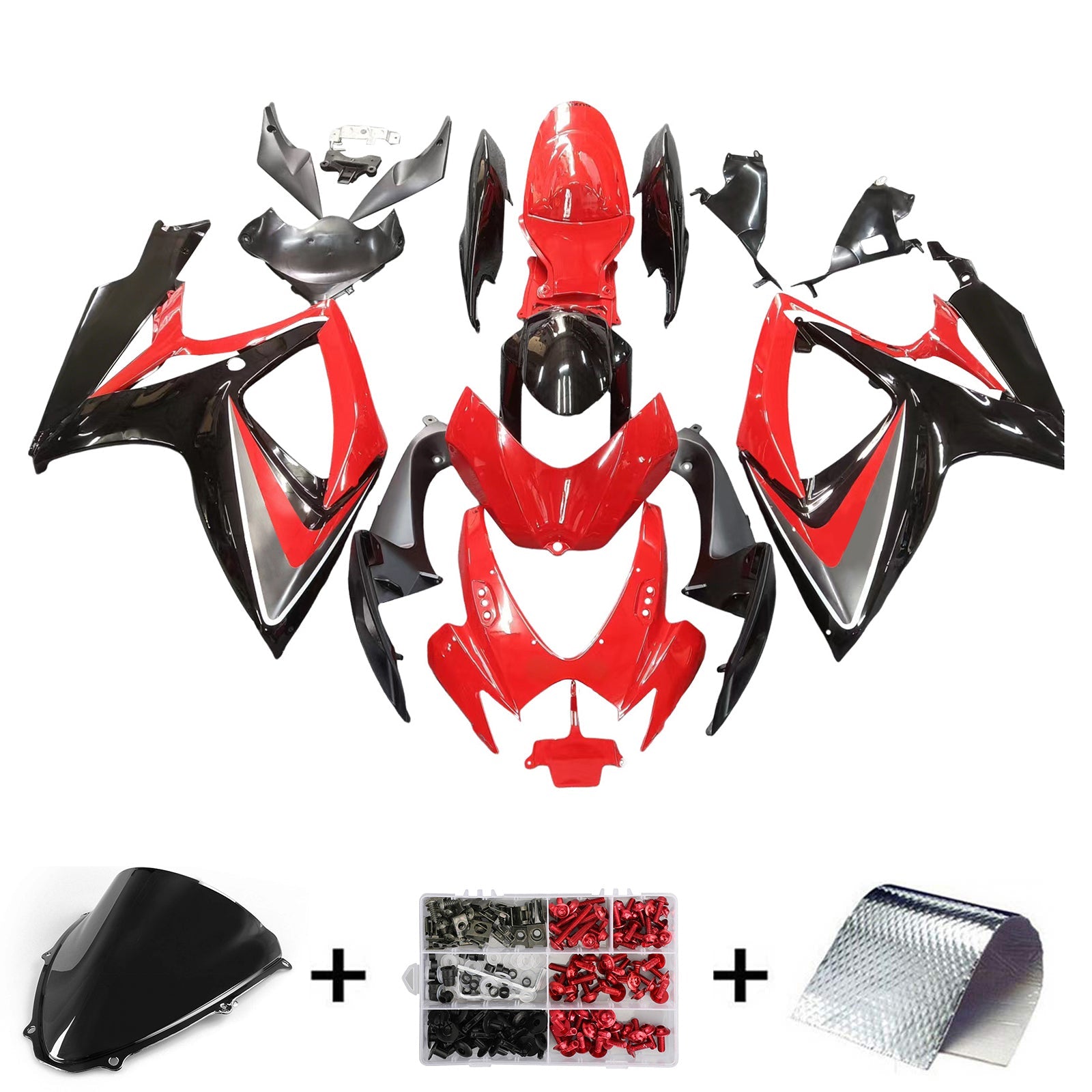 2006-2007 Suzuki GSXR 600 750 Red & Black GSXR Racing Fairings Generic