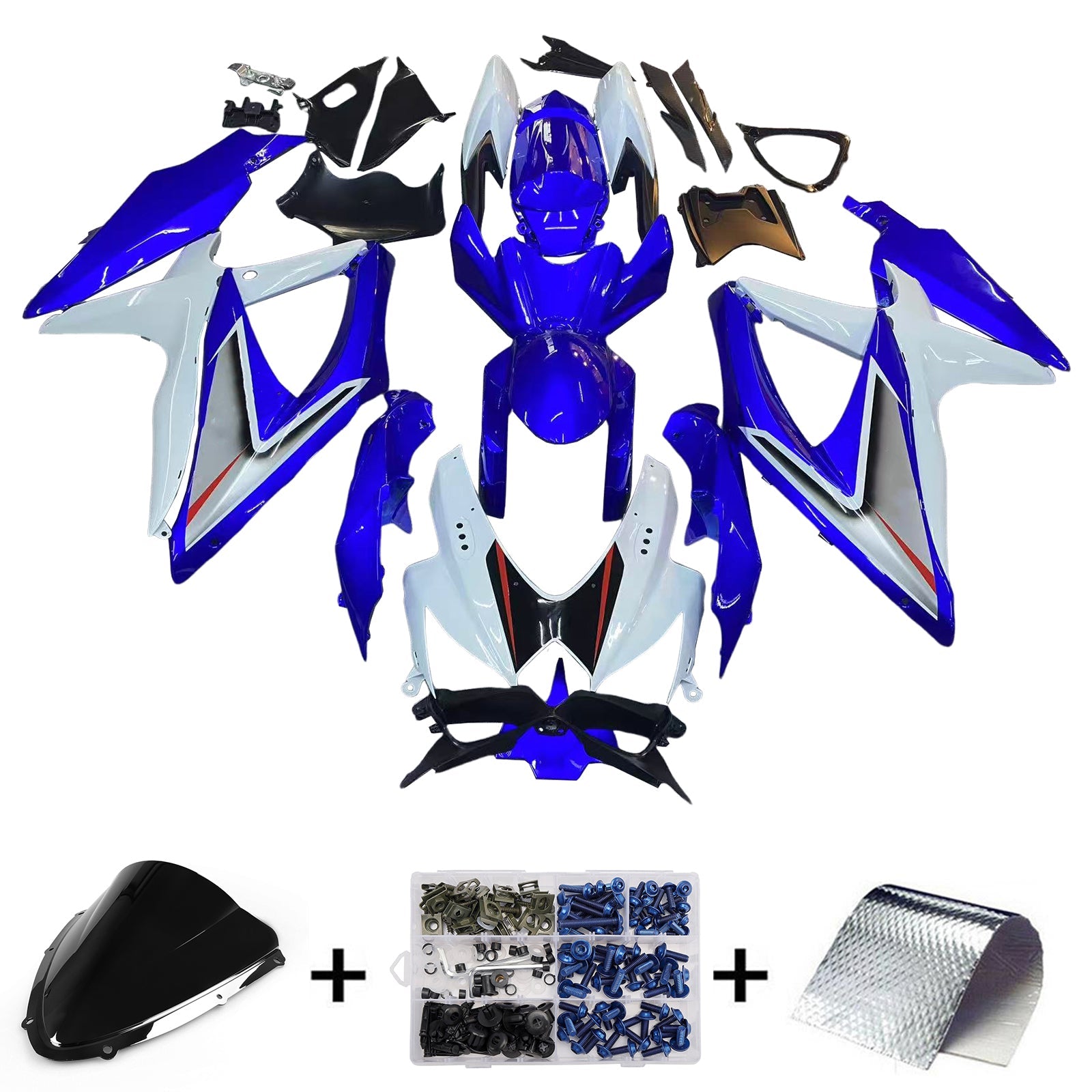 2008-2010 GSXR 600/750 Blue Bodywork Fairing ABS Injection Molded Plastics Set Generic