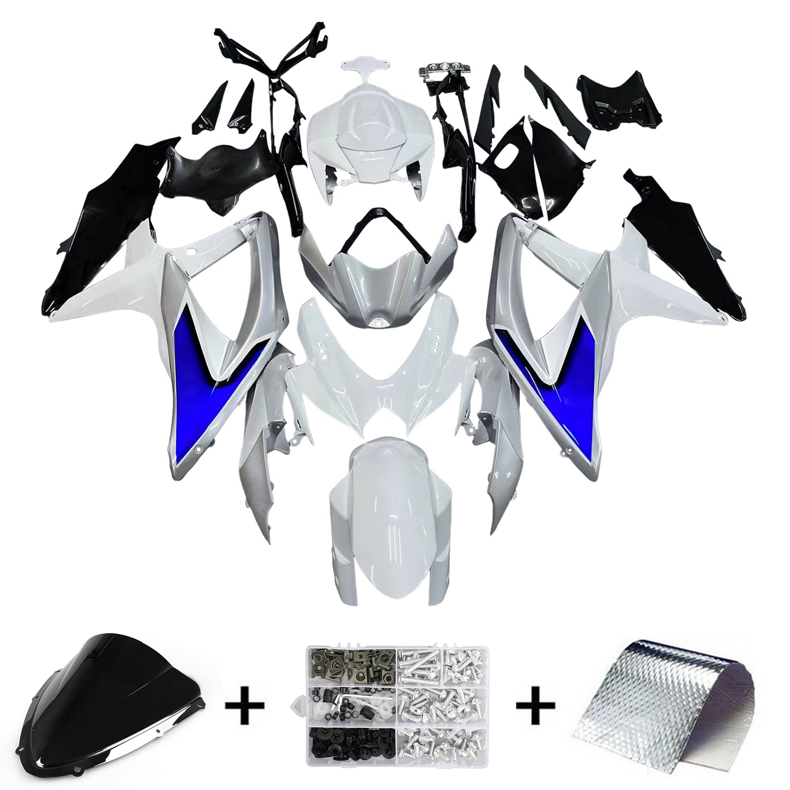2008-2010 Suzuki GSXR 600 750 Silver White GSXR Racing Fairings Generic