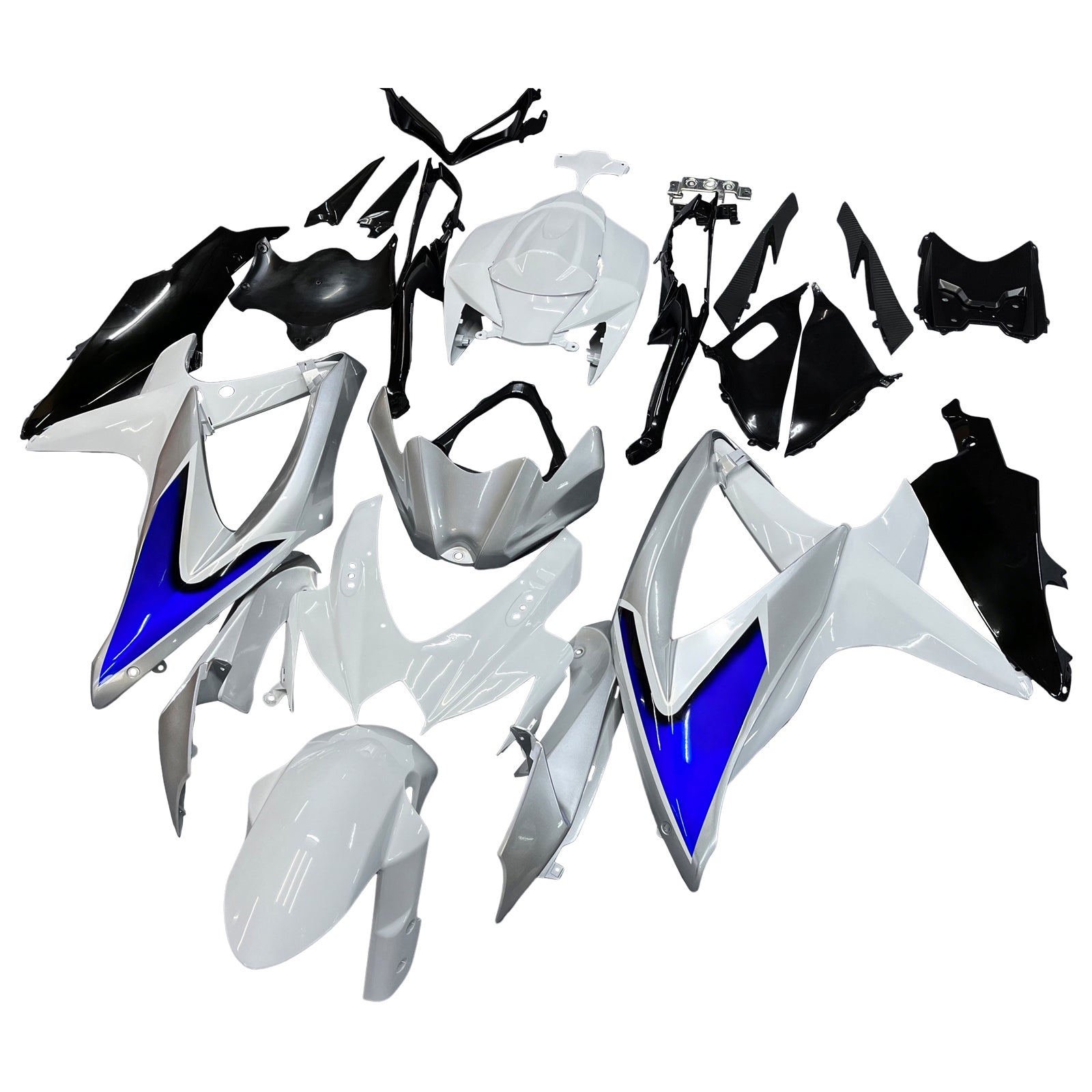 2008-2010 Suzuki GSXR 600 750 Silver White GSXR Racing Fairings Generic