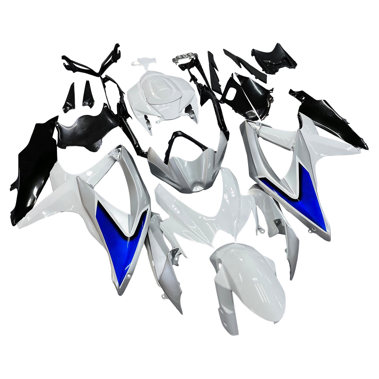 2008-2010 Suzuki GSXR 600 750 Silver White GSXR Racing Fairings Generic