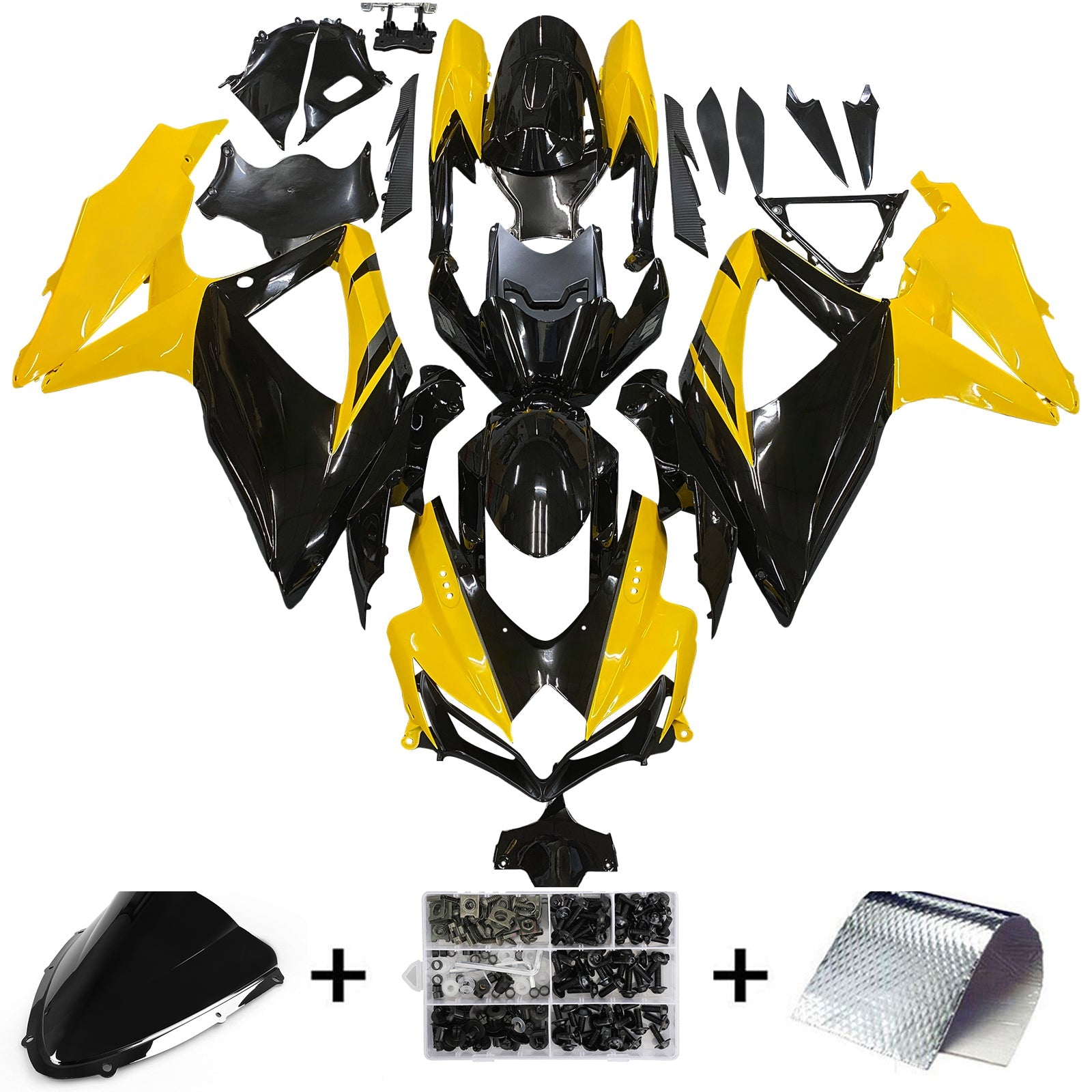 2008-2010 Suzuki GSXR 600 750 Black & Yellow GSXR Racing Fairings Generic