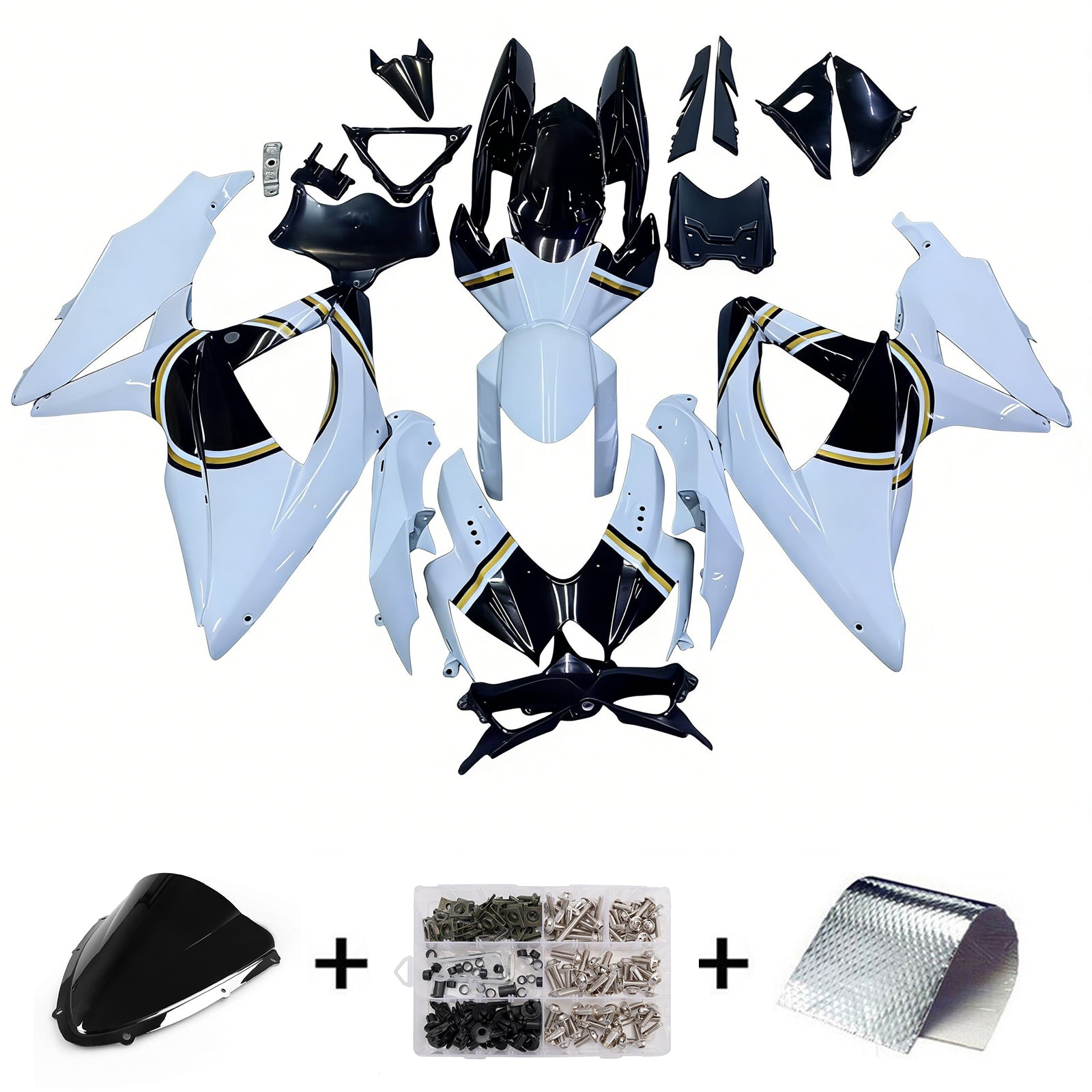2008-2010 Suzuki GSXR 600 750 White Black Lucky Strike Racing Fairings Generic