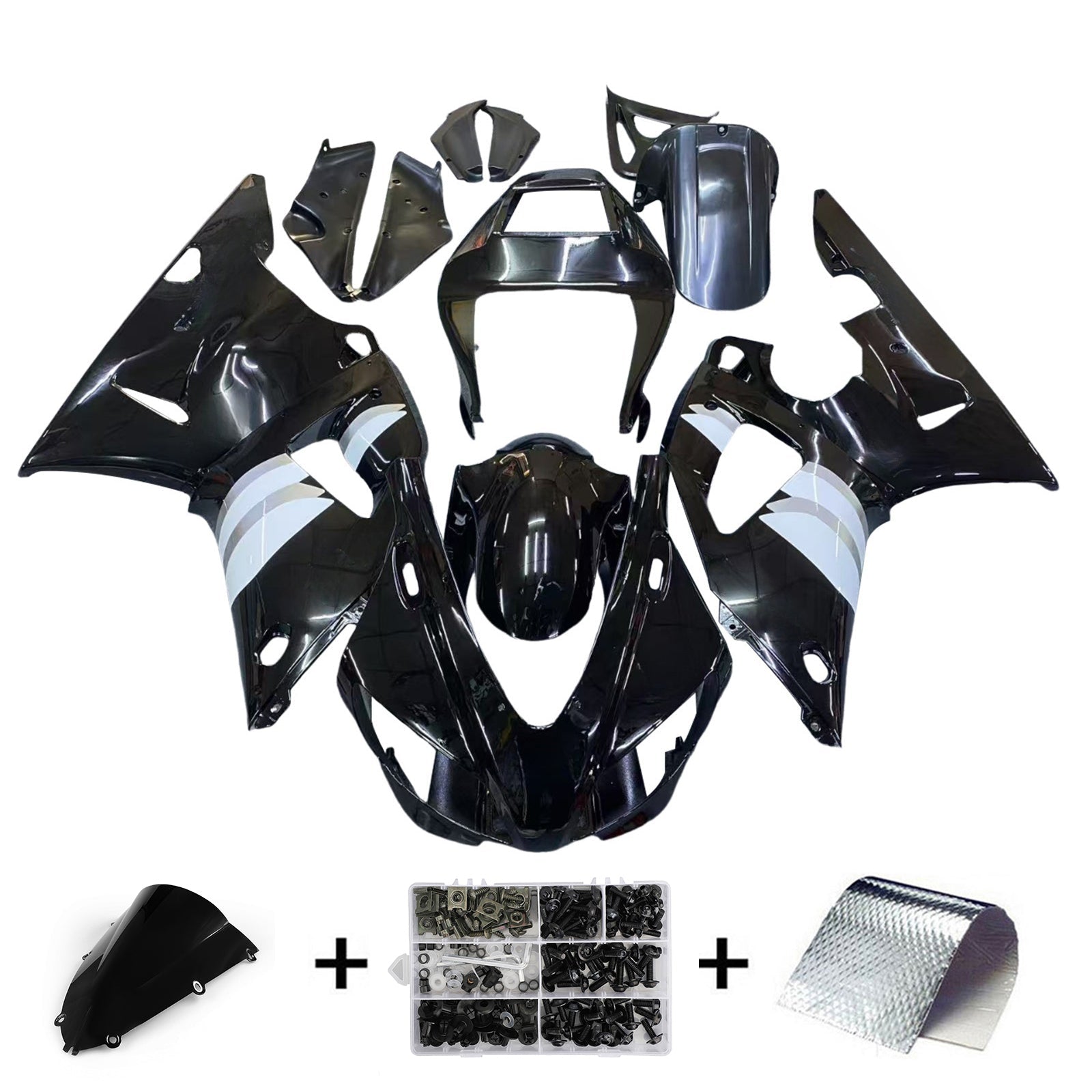 1998-1999 Yamaha YZF-R1 Black White Racing Fairings Generic