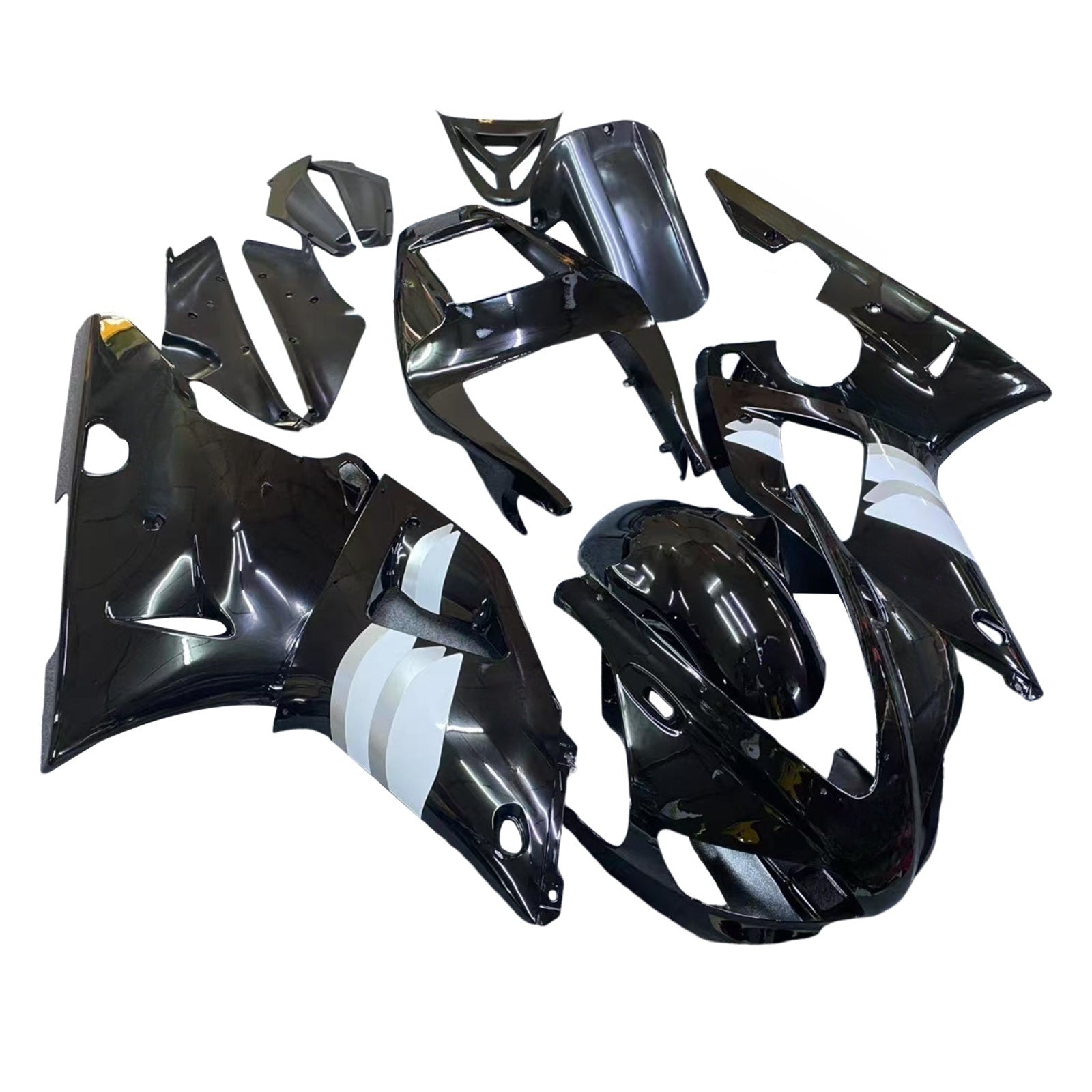 1998-1999 Yamaha YZF-R1 Black White Racing Fairings Generic