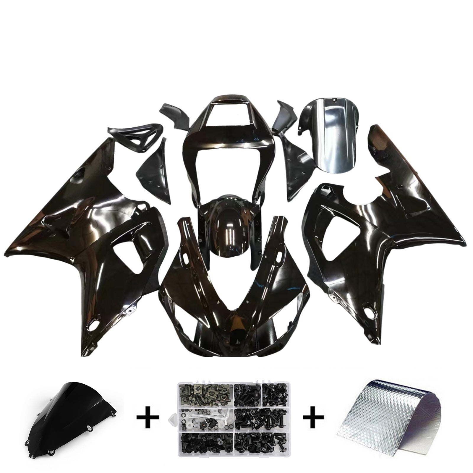 1998-1999 Yamaha YZF-R1 Black Racing Fairings Generic