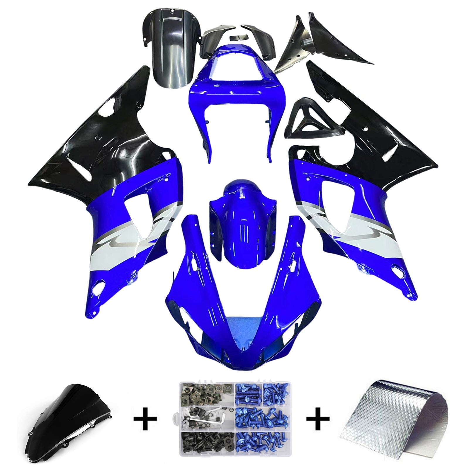 2000-2001 Yamaha YZF-R1 Blue Black R1 Racing Amotopart Fairings Customs Fairing