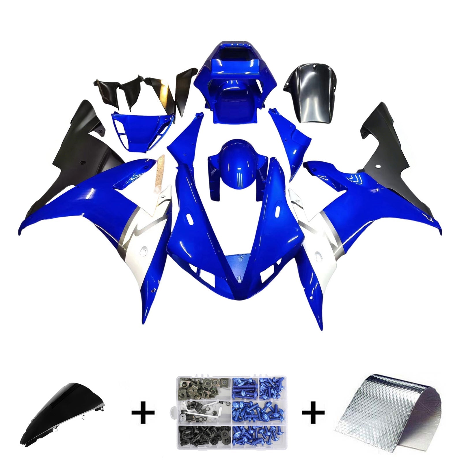2002-2003 YZF 1000 R1 Blue Bodywork Fairing ABS Injection Molded Plastics Set Generic