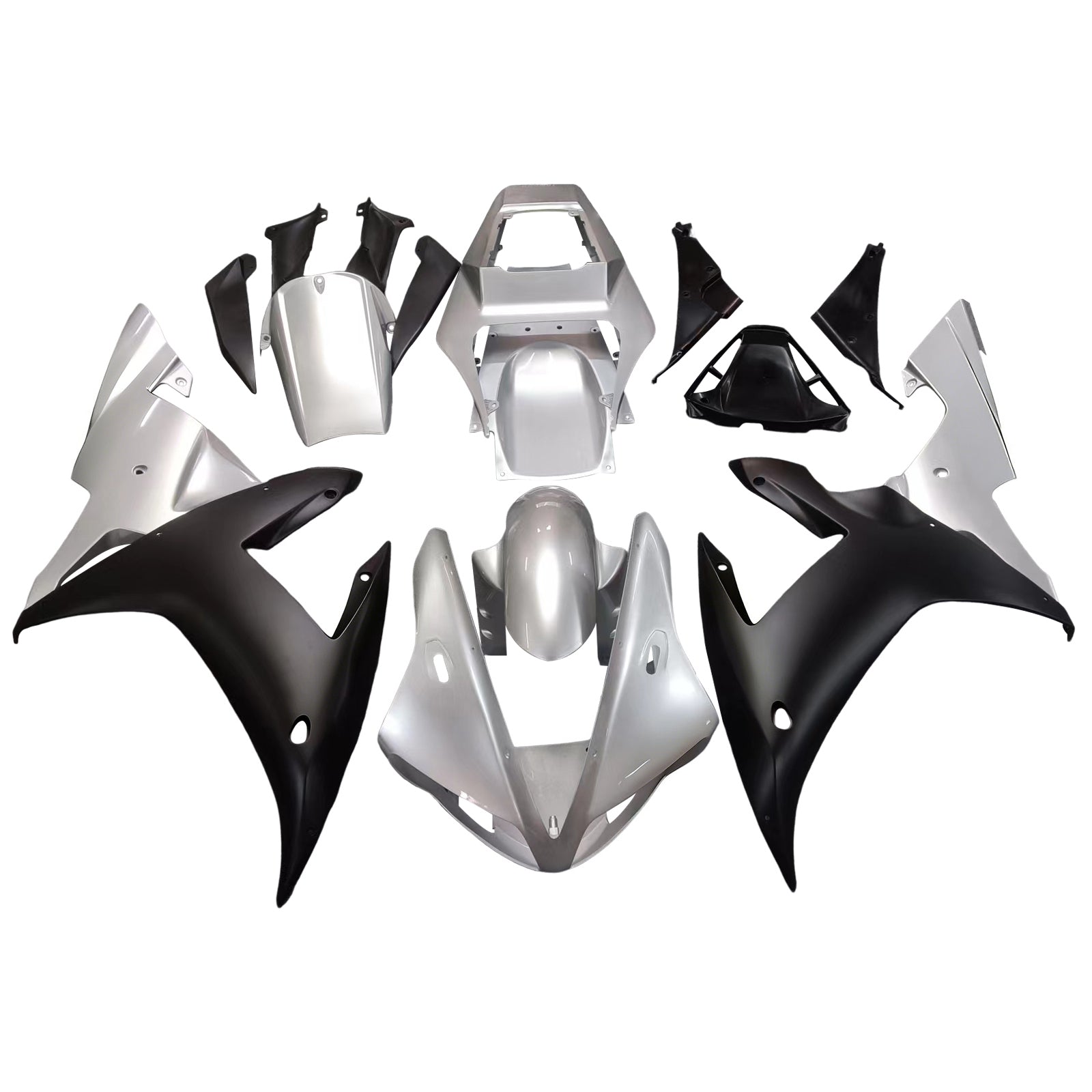 2002-2003 Yamaha YZF-R1 Silver Black Racing Fairings Generic