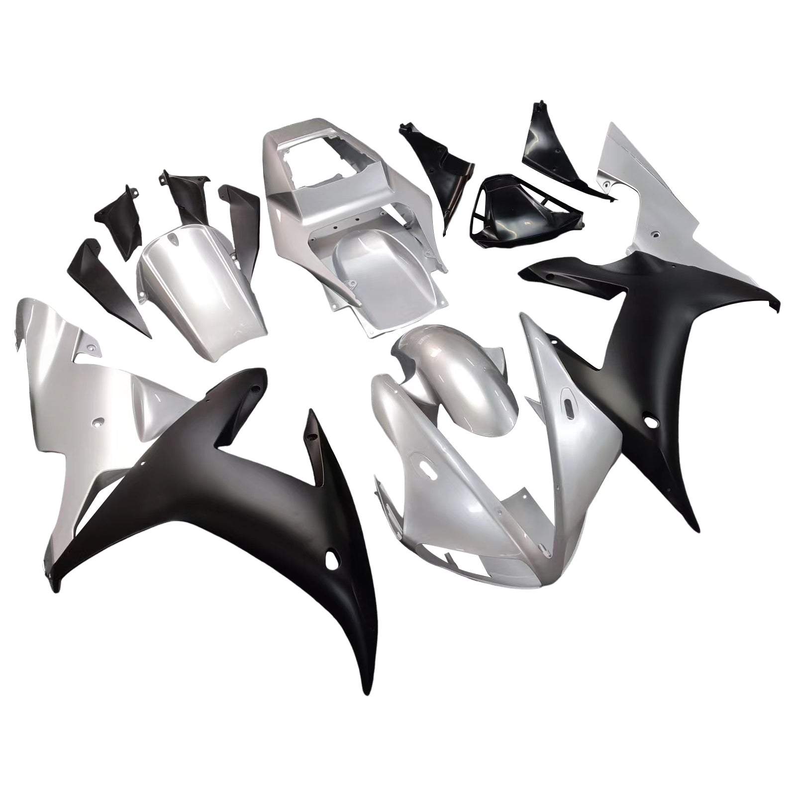2002-2003 Yamaha YZF-R1 Silver Black Racing Fairings Generic