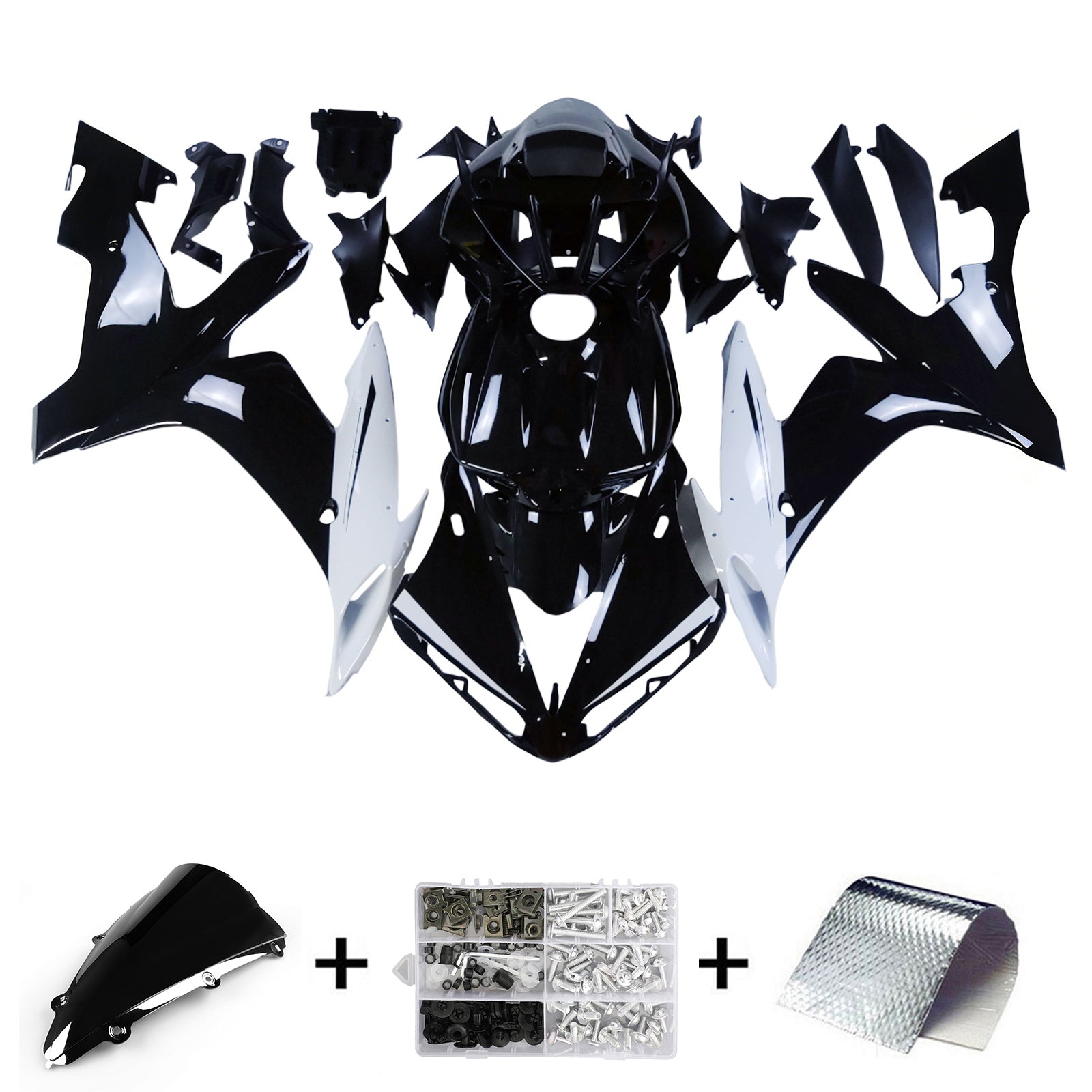 2004-2006 Yamaha YZF-R1 Black White Racing Fairings Generic