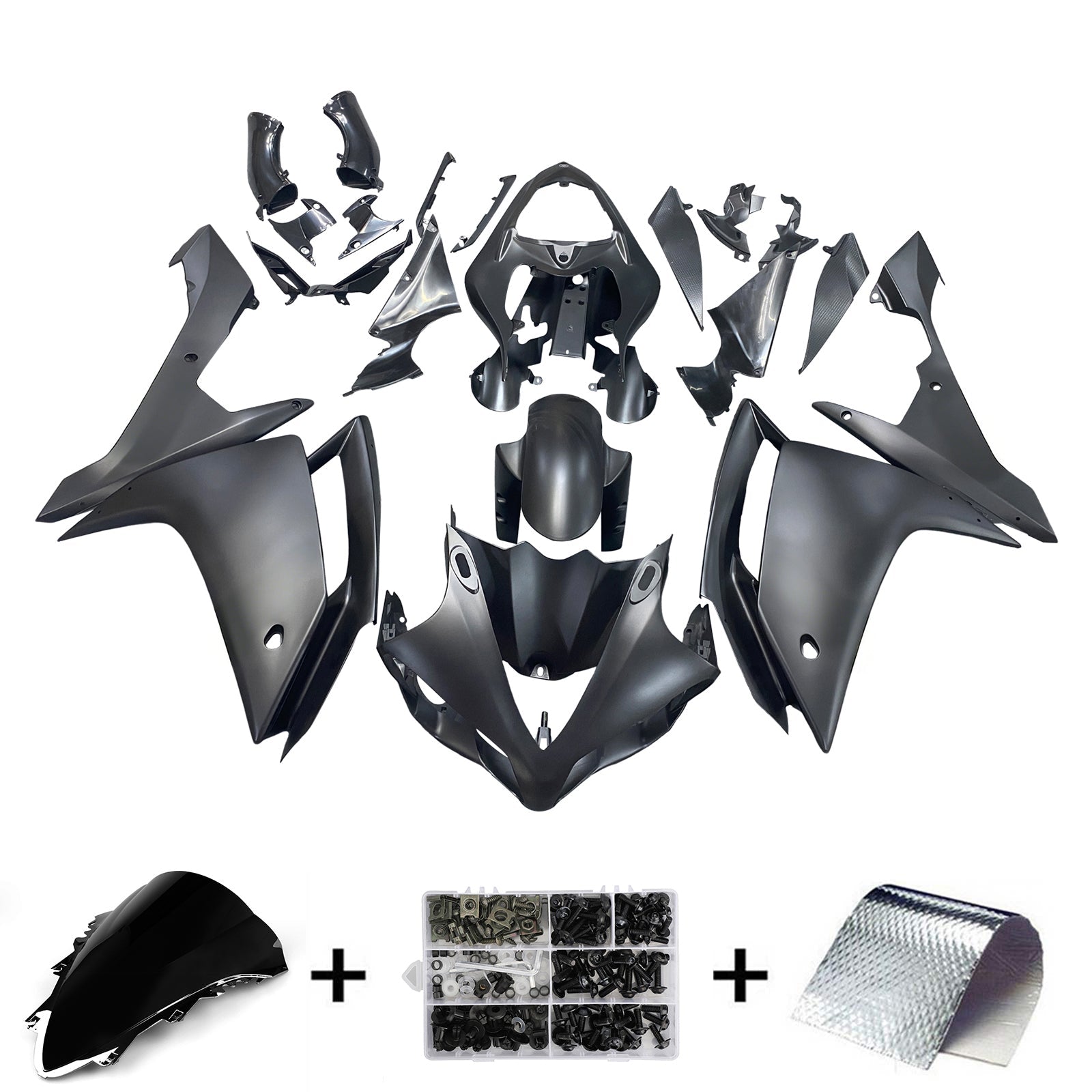 2007-2008 Yamaha YZF-R1 Black Matte & Gold Racing Fairings Generic