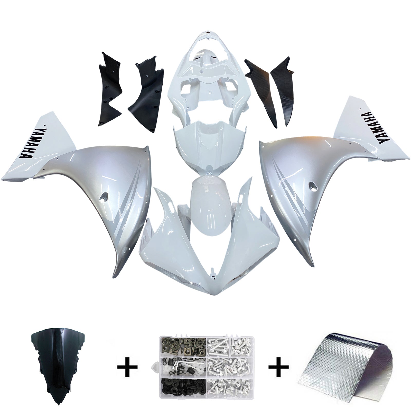 2009-20121 Yamaha YZF-R1 White Silver Racing Fairings Generic