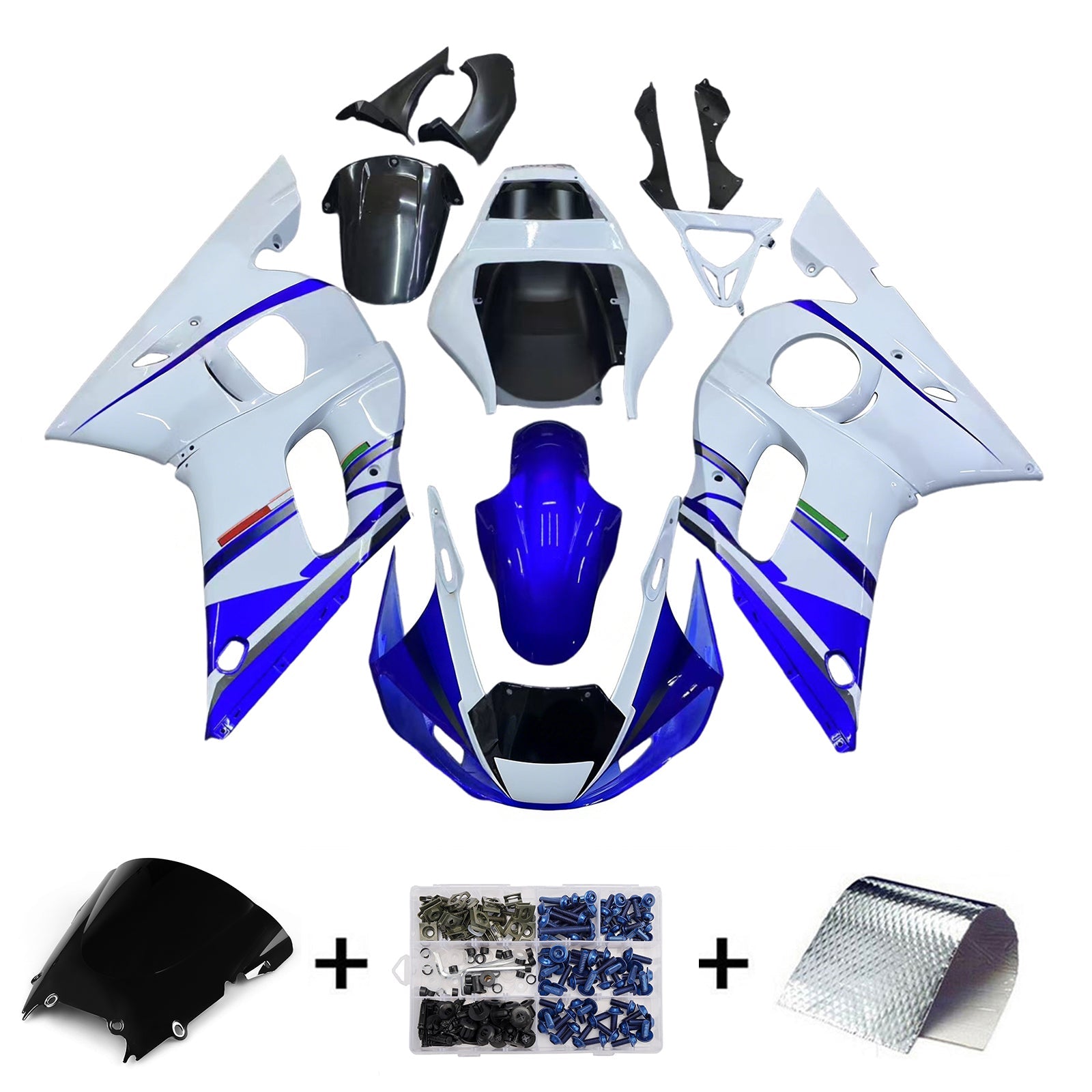 1998-2002 Yamaha YZF-R6 White & Blue No.46 FIAT R6 Racing Amotopart Fairings Customs Fairing