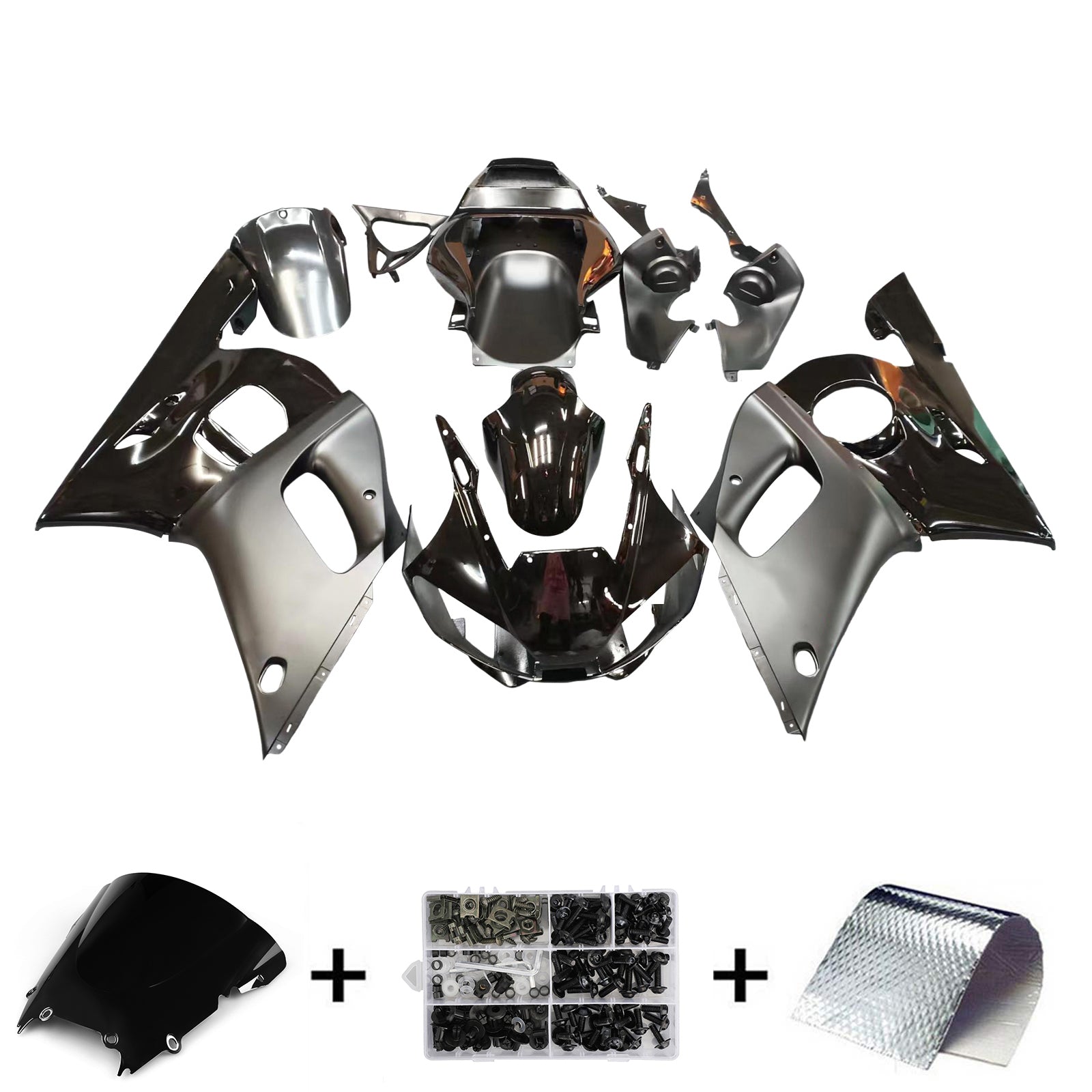 1998-2002 Yamaha YZF-R6 Contrast Black Racing Fairings Generic