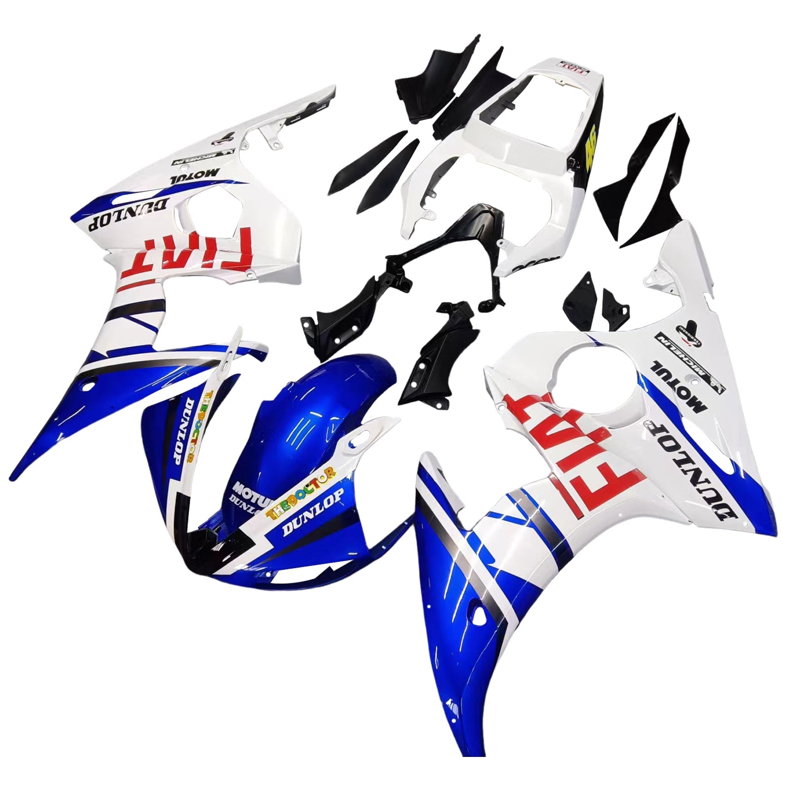 2003-2004 Yamaha R6 & 2006-2009 YZF R6S White Multi Color Fairing Kit