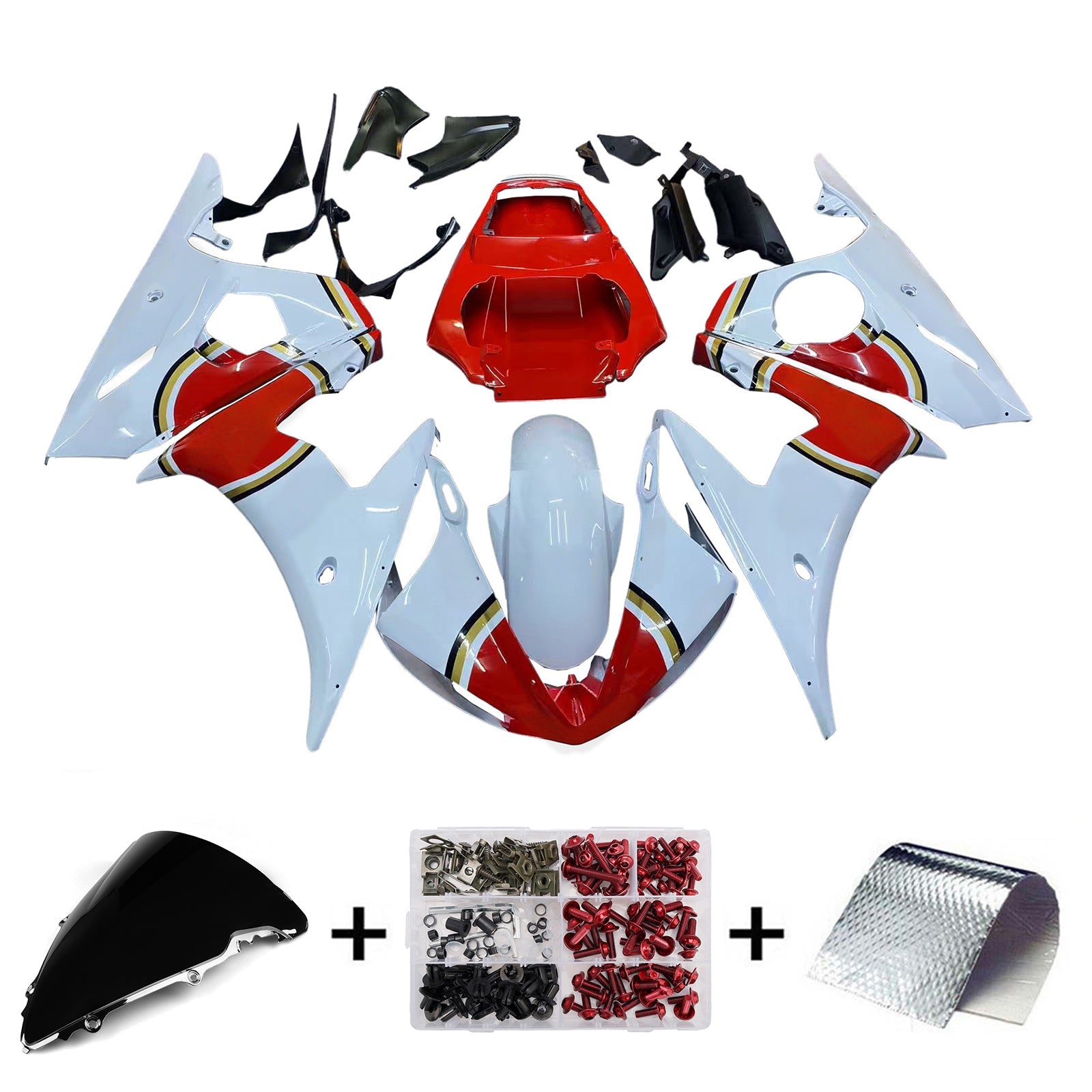 2003-2004 Yamaha R6 & 2006-2009 YZF R6S Fairing Red&White Color Kit