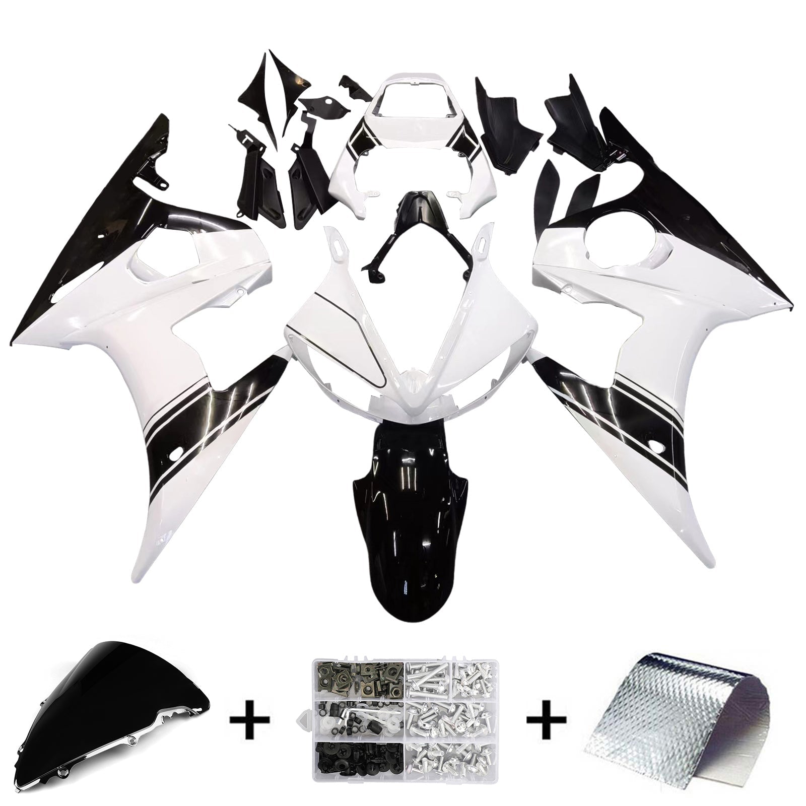 2003-2004 Yamaha R6 & 2006-2009 YZF R6S Fairing White&Black Color Kit