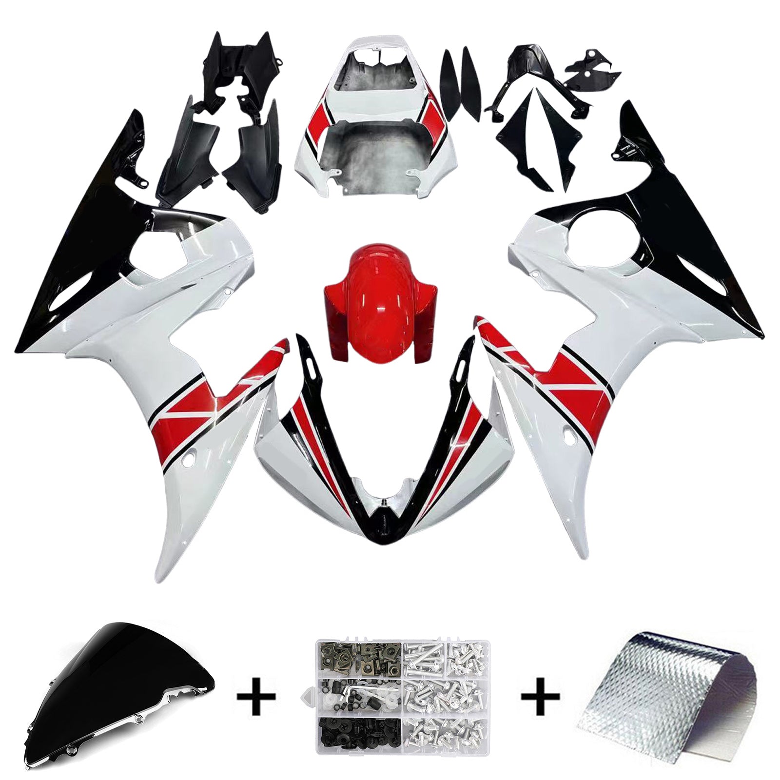 2005 Yamaha YZF 600 R6 Injection Fairing Kit Bodywork Plastic ABS #104