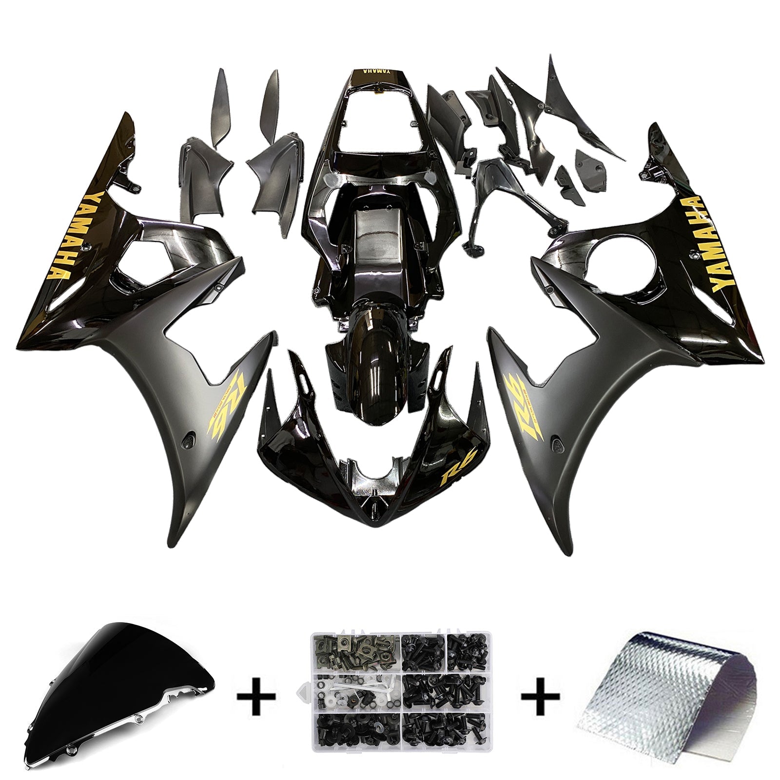 2005 Yamaha YZF 600 R6 Amotopart Injection Fairing Kit Bodywork Plastic ABS #111