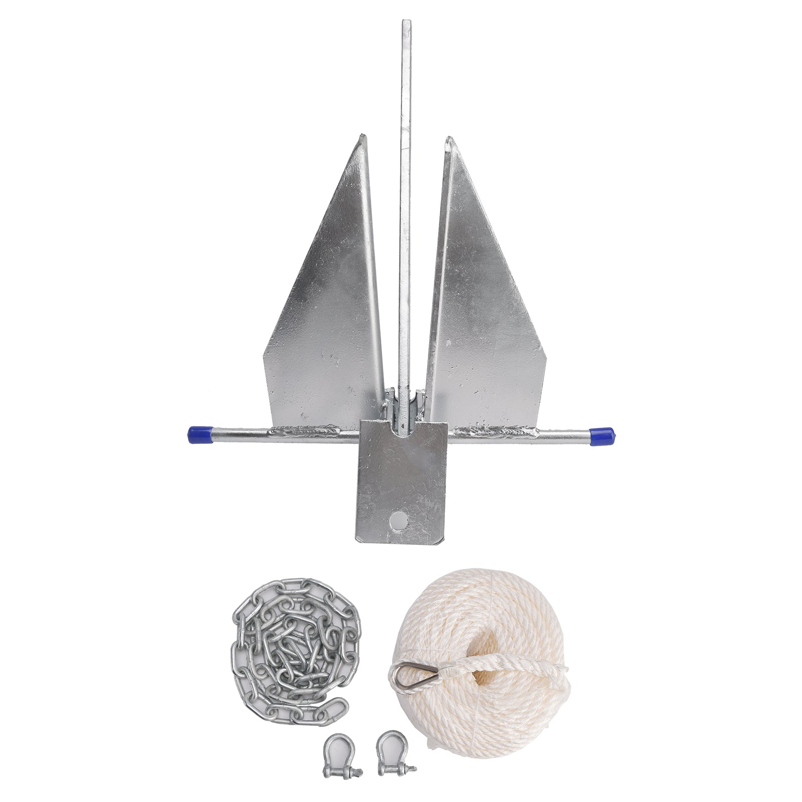 Kit Galvanized Boat Anchor 13Lbs Sliding Anchor & Chain & Rope Silver For Boat 13lbs