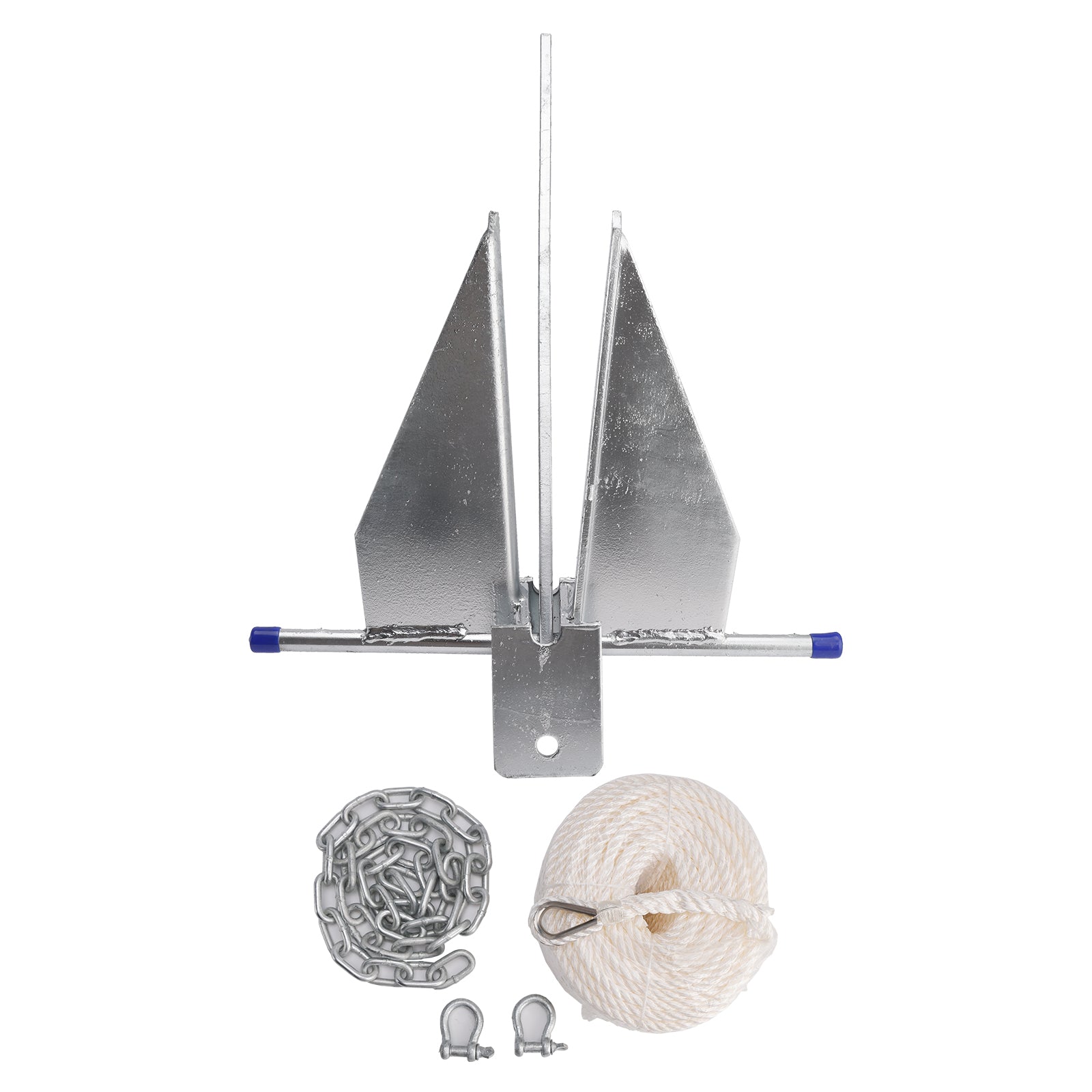 Kit Galvanized Boat Anchor 13Lbs Sliding Anchor & Chain & Rope Silver For Boat 13lbs