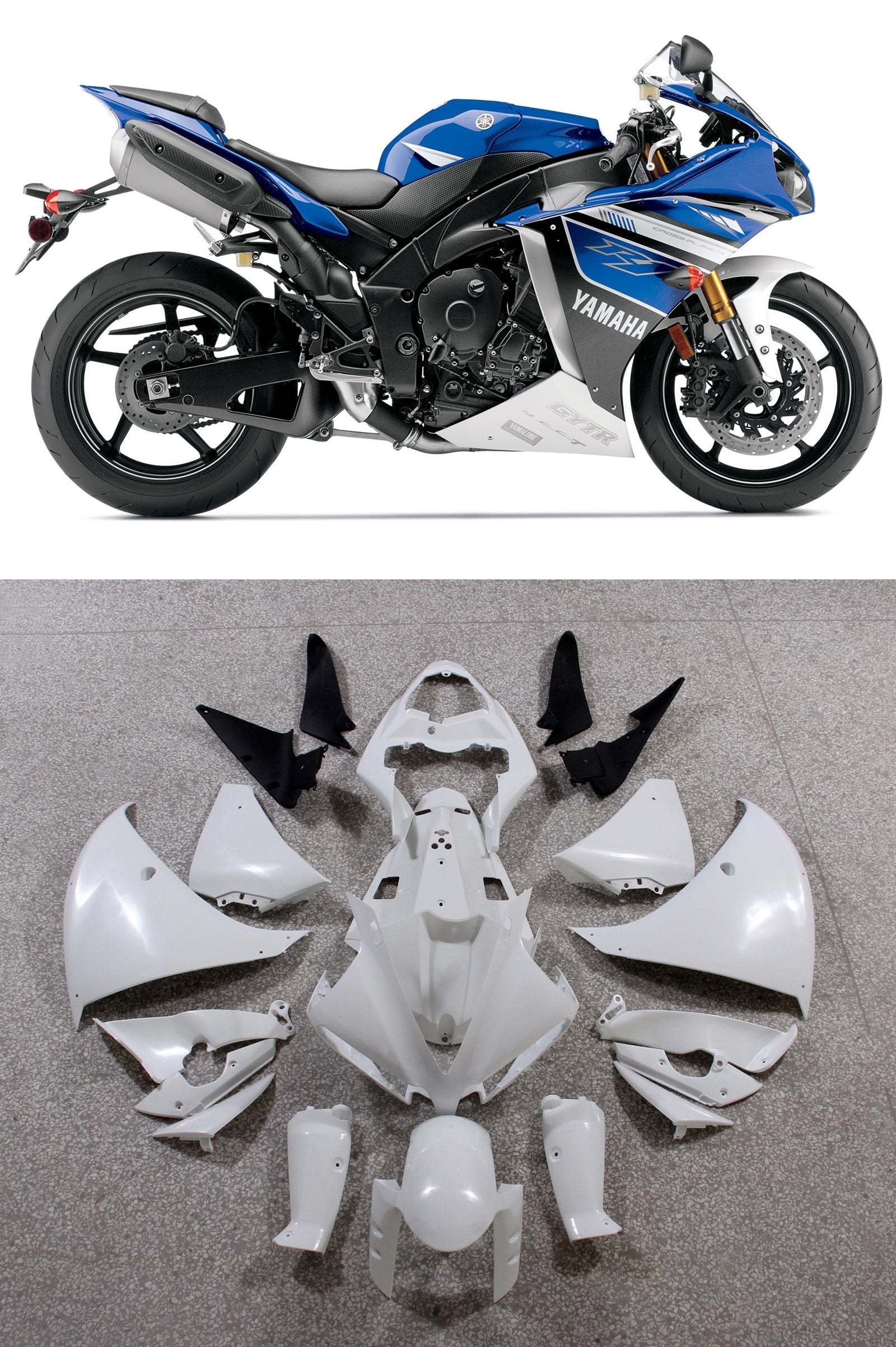 2012-2014 Yamaha YZF R1 Blue Black Racing Plastics Generic