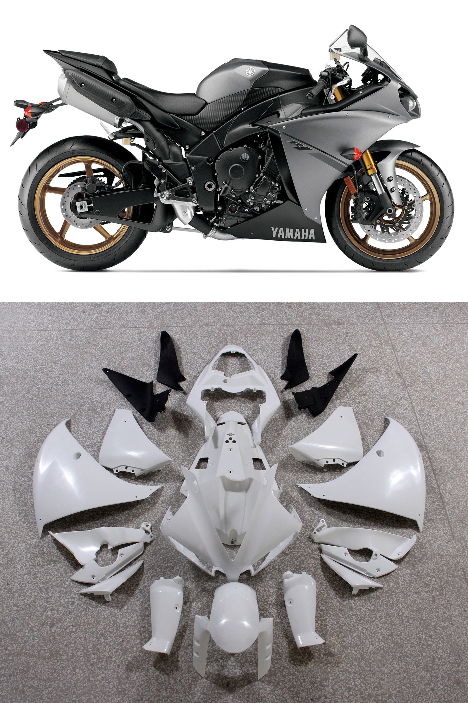 2012-2014 Yamaha YZF R1 Grey Racing Plastics Generic