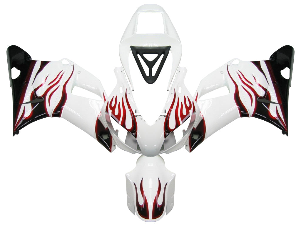 1998-1999 Yamaha YZF-R1 White & Red Flame Racing Fairings Generic