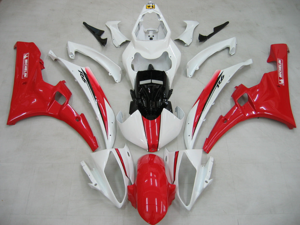 2006-2007 Yamaha YZF-R6 Fairings White Red Michelin R6 Racing Generic