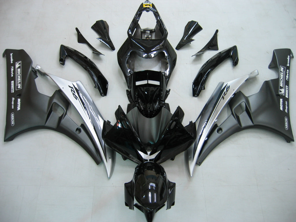 2006-2007 Yamaha YZF-R6 Fairings Black White R6 Racing Generic