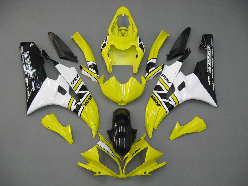 2006-2007 Yamaha YZF-R6 Fairings Yellow White Black R6 Racing Generic