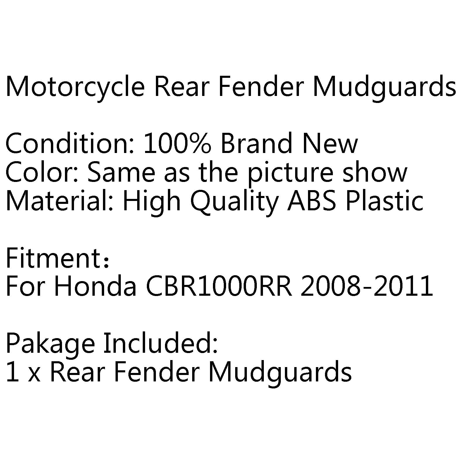 2008-2011 Honda CBR1000RR 1000 ABS Rear Hugger Fender Mudguard Generic