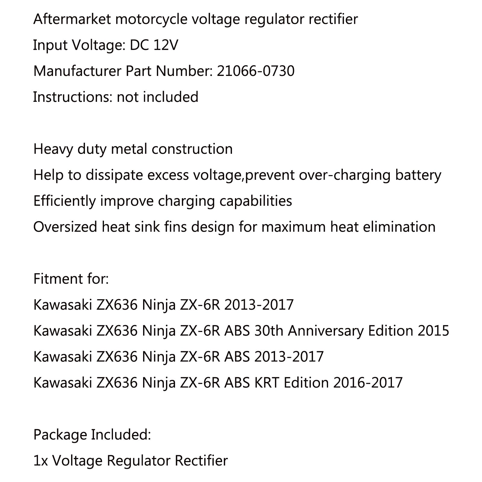 Voltage Regulator Rectifier For Kawasaki ZX636 Ninja ZX-6R ABS 2013-2017 Generic