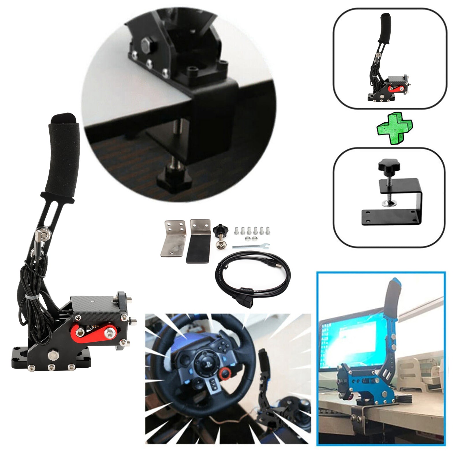 Racing Games Handbrake USB3.0 Kits for Steering Wheel Stand G29 G920 PC Black