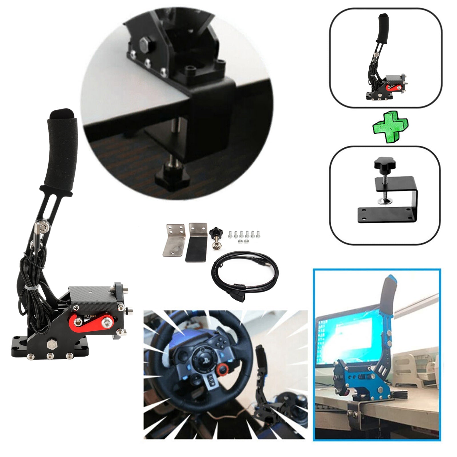 Racing Games Handbrake USB3.0 Kits for Steering Wheel Stand G29 G920 PC Black