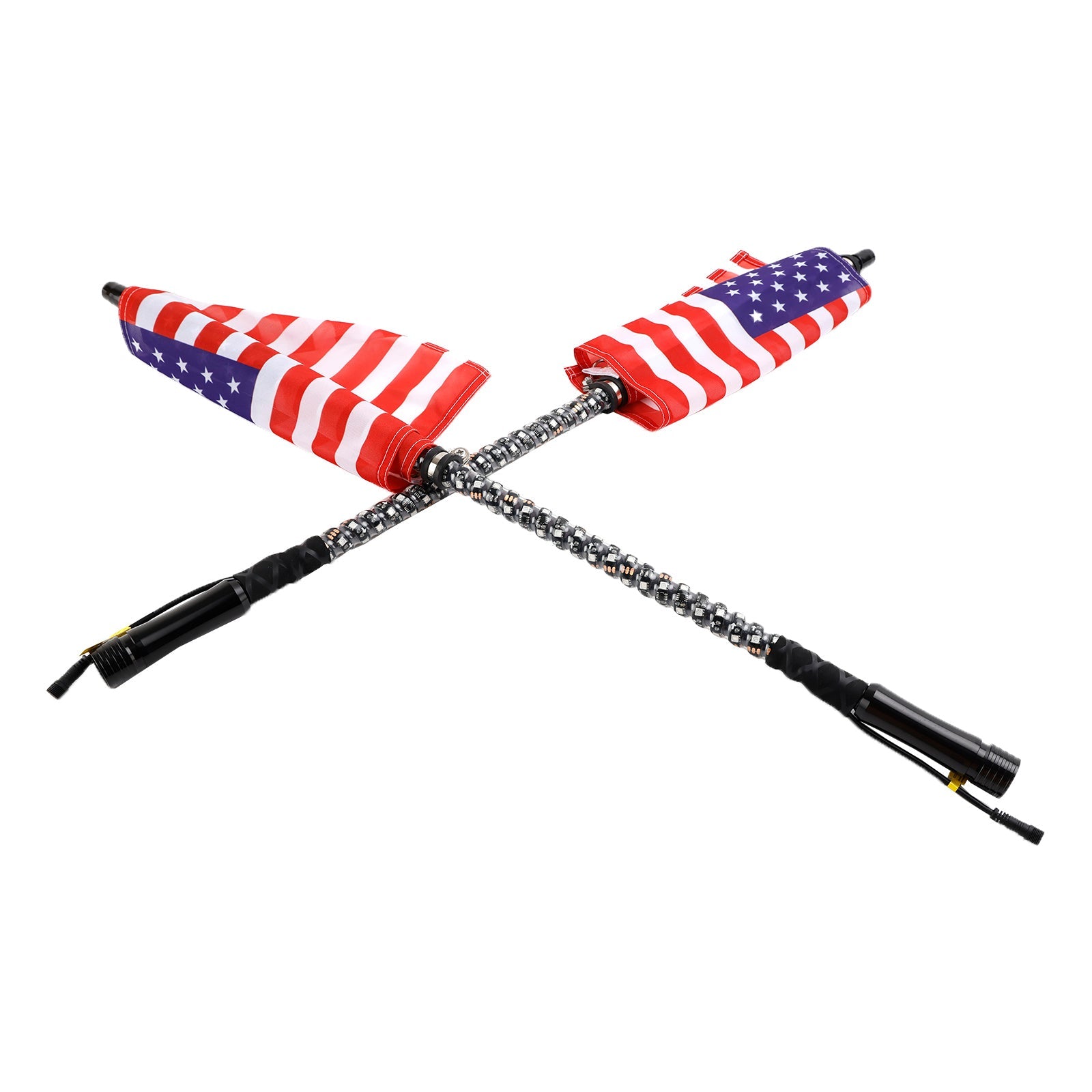 Polaris RZR XP1K RZR 1000 RZR 900. 2X 3ft RGB LED Whip Lights Antenna W/ Flag Remote Control