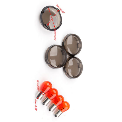 86-17 Harley XL 883 Sportster 4Pcs Turn Signal Light Lens Cover + Bulbs Fit For