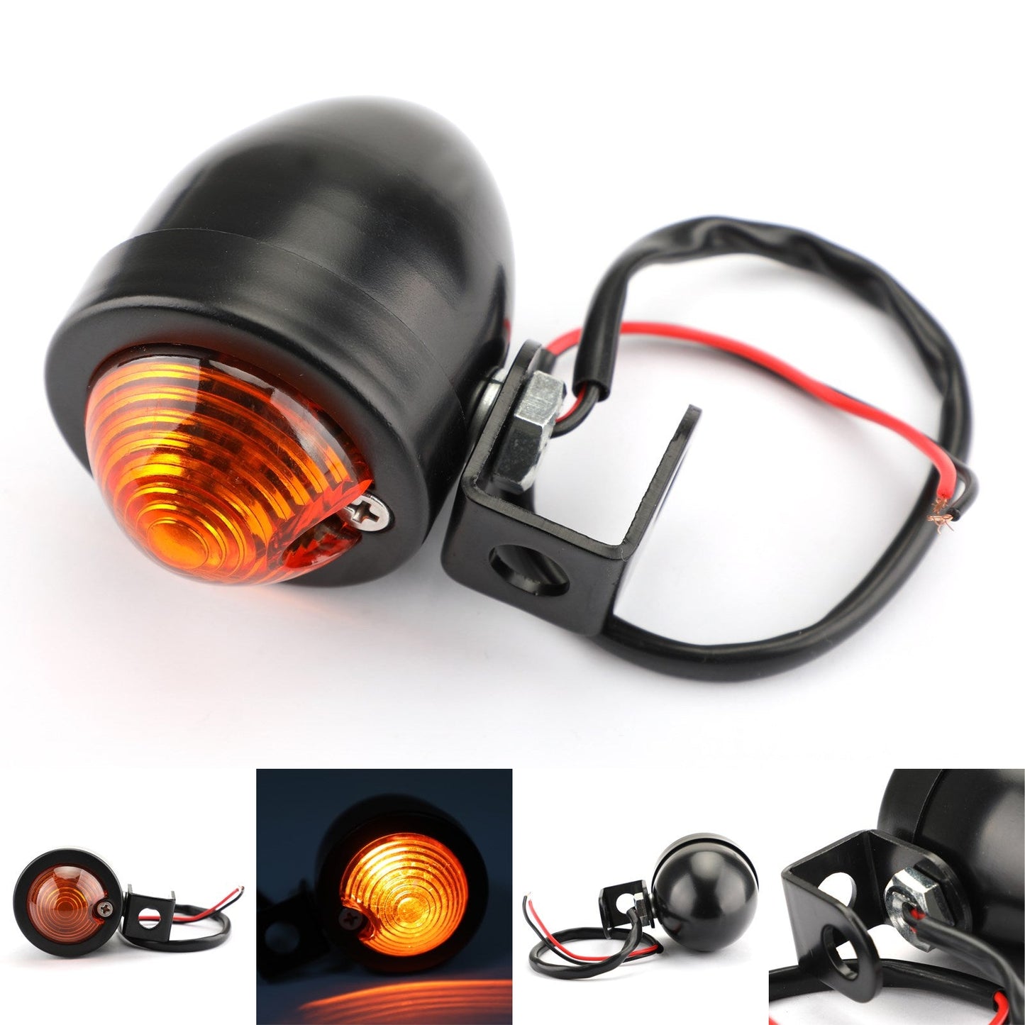 1x Universal Black Mini Turn Signal Light Vintage Motorcycle Bullet Bulb