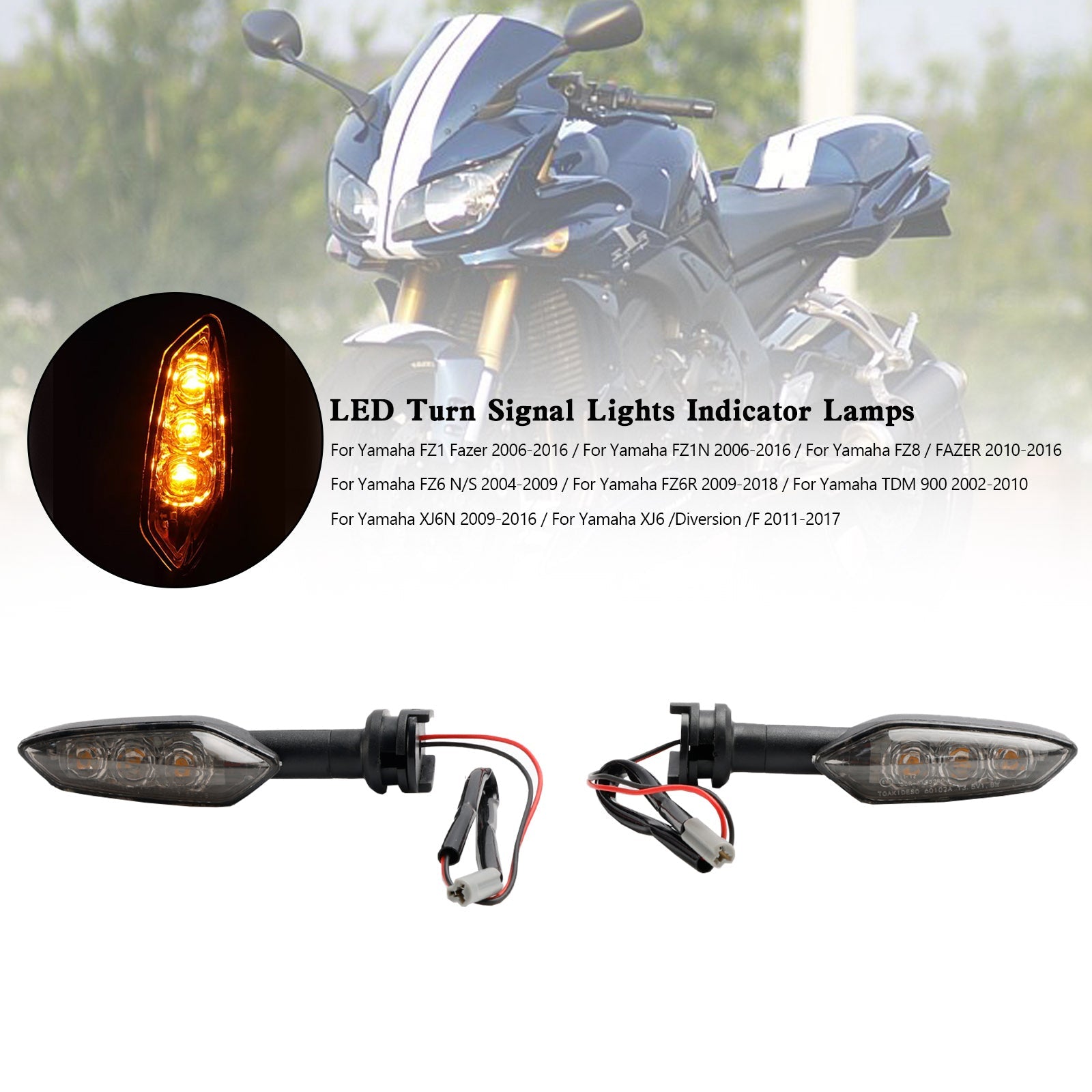 LED Turn Signal Lights Amber Indicator Lamps For Yamaha TDM 900 2002-2010