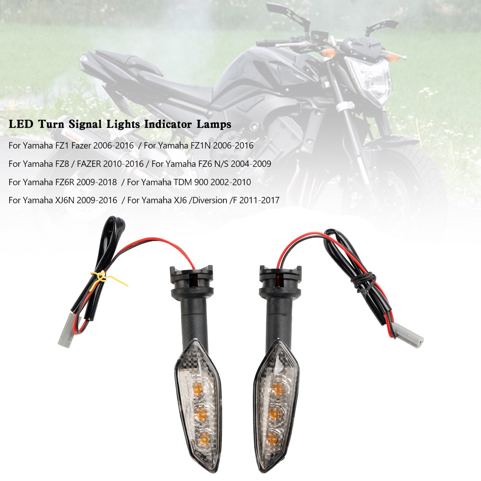 LED Turn Signal Lights Amber Indicator Lamps For Yamaha XJ6 /Diversion /F 2011-2017